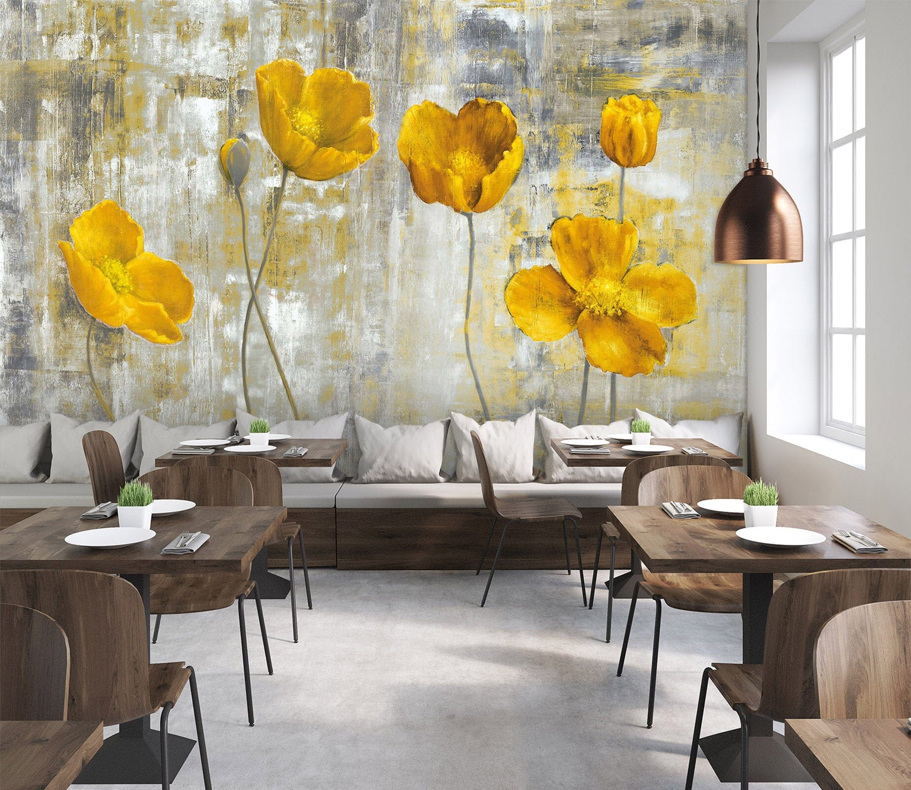 3D Golden Flowers 2065 Wall Murals Wallpaper AJ Wallpaper 2 