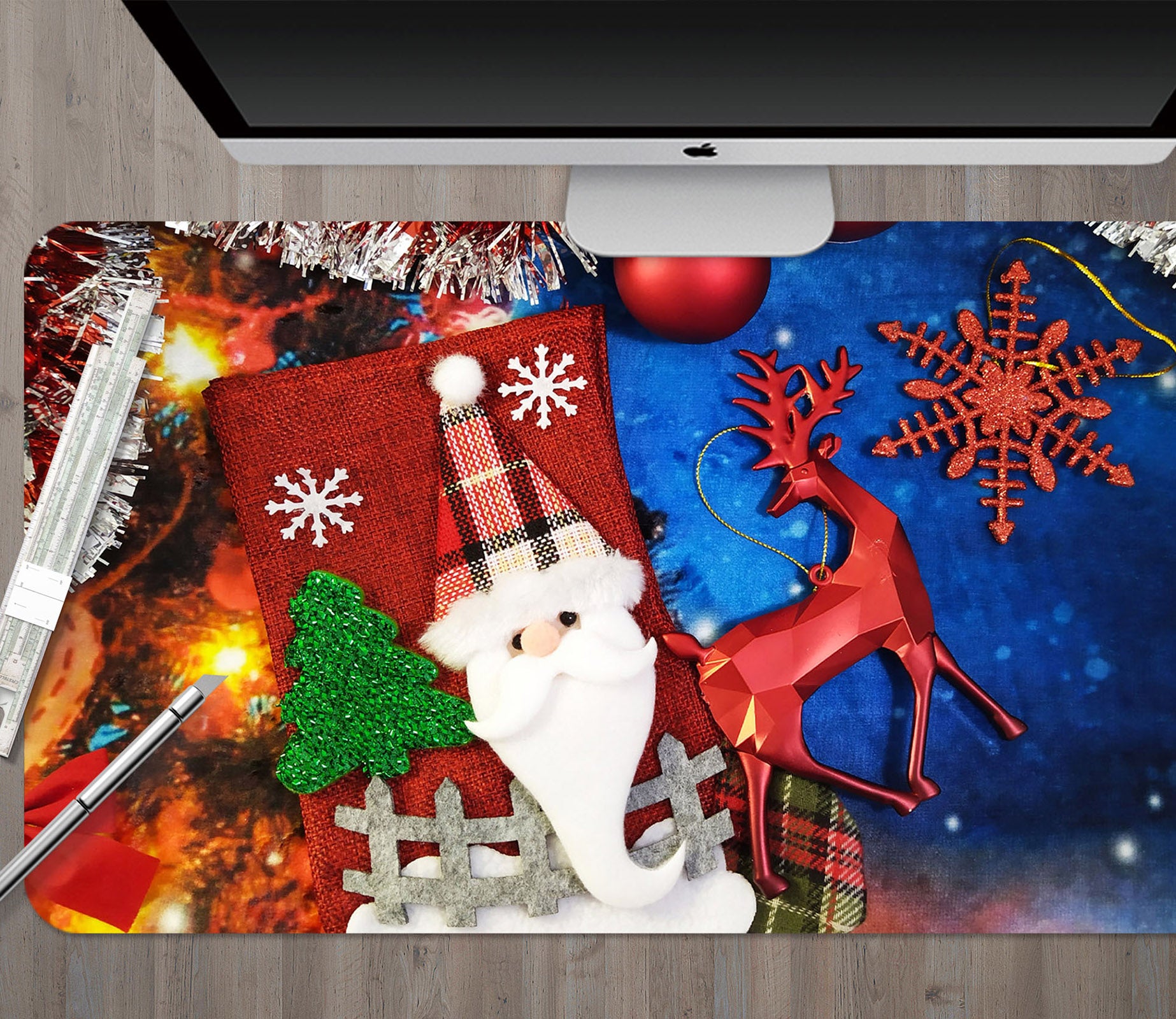 3D Santa Claus Deer 51258 Christmas Desk Mat Xmas