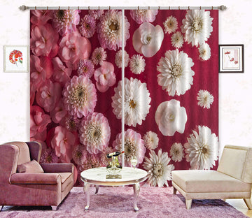3D White Chrysanthemum 010 Assaf Frank Curtain Curtains Drapes