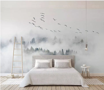 3D Misty Birds 2035 Wall Murals