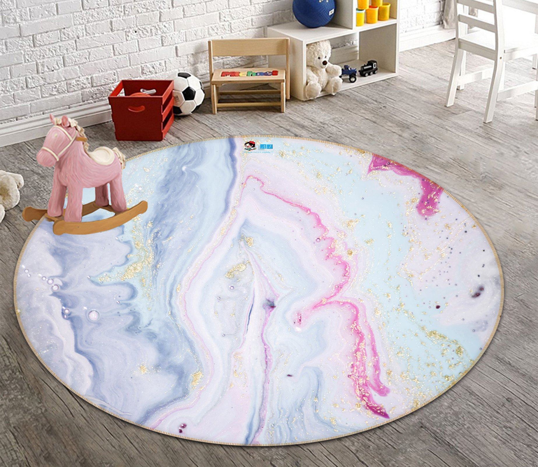 3D Layers Of Light Blue Waves 155 Round Non Slip Rug Mat Mat AJ Creativity Home 