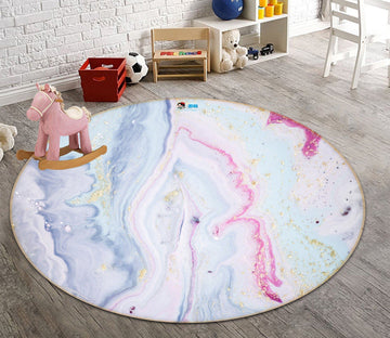 3D Layers Of Light Blue Waves 155 Round Non Slip Rug Mat Mat AJ Creativity Home 
