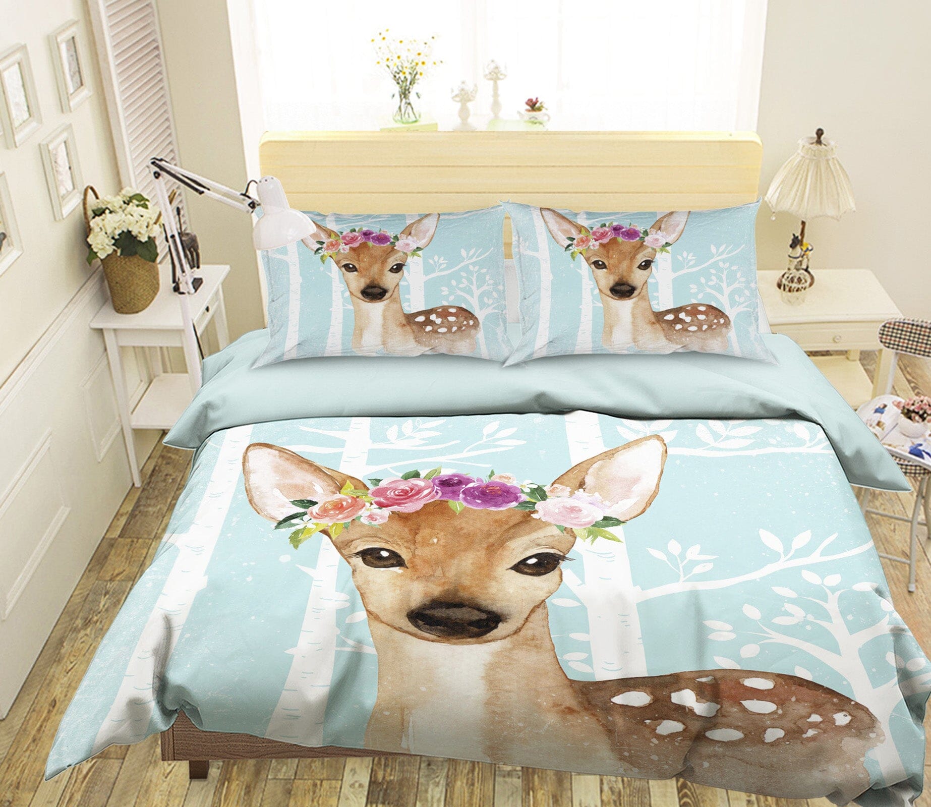 3D Sika Deer Flower 252 Uta Naumann Bedding Bed Pillowcases Quilt Quiet Covers AJ Creativity Home 