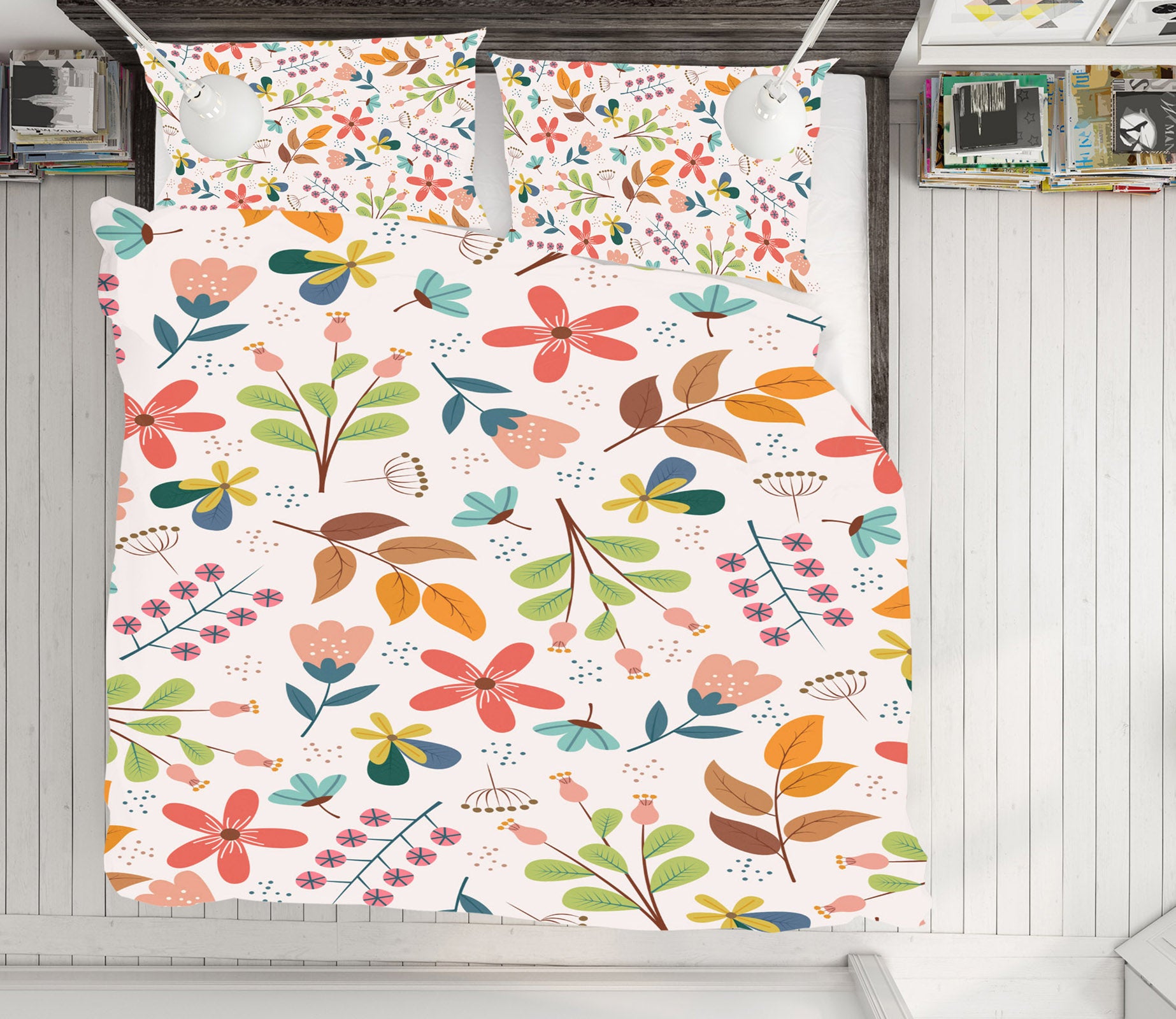 3D Colored Leaves 60182 Bed Pillowcases Quilt