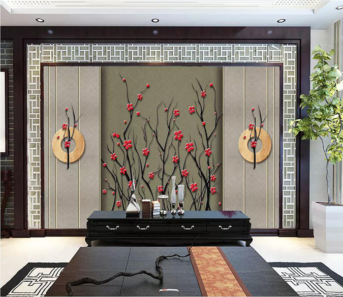 3D Red Plum 1687 Wall Murals Wallpaper AJ Wallpaper 2 