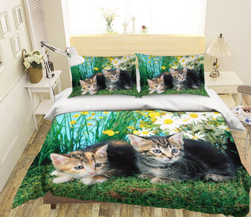 3D Cat Chrysanthemum 1902 Bed Pillowcases Quilt Quiet Covers AJ Creativity Home 