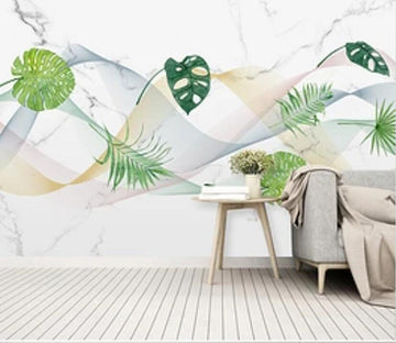 3D Wave Leaves 2950 Wall Murals