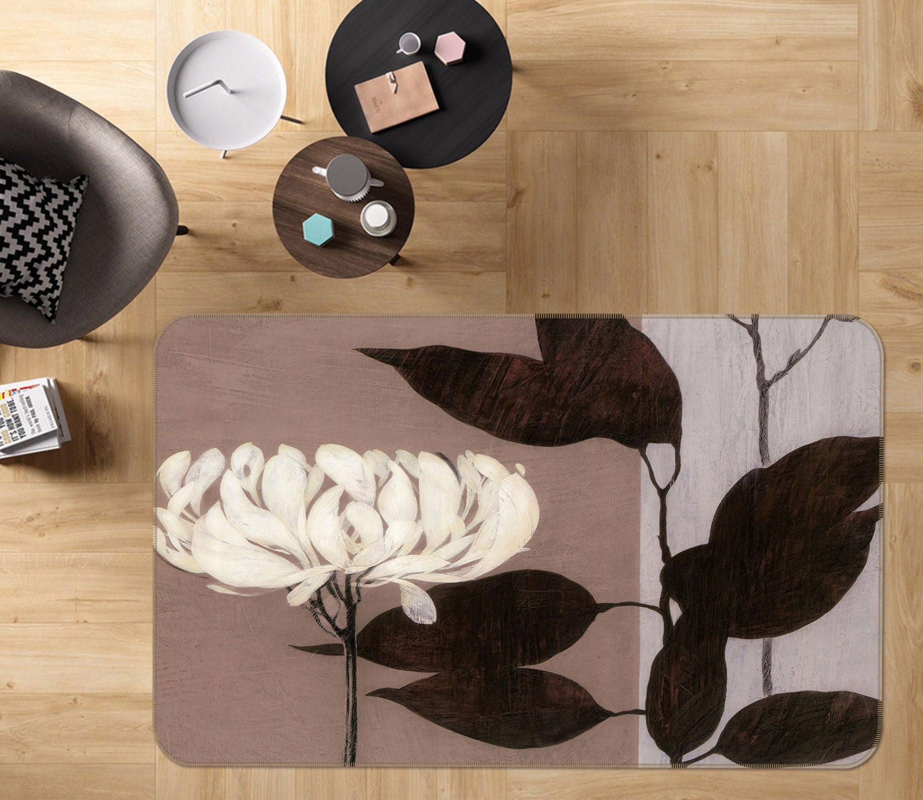 3D Flower Leaf 32071 Non Slip Rug Mat
