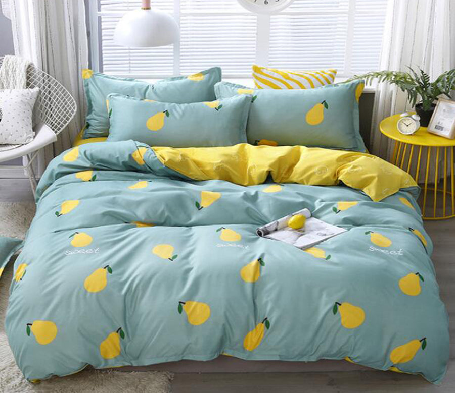 3D Green Background Yellow Pear 12168 Bed Pillowcases Quilt