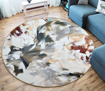 3D Paint Flower 3905 Skromova Marina Rug Round Non Slip Rug Mat