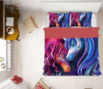 3D Two Horses 106 Rose Catherine Khan Bedding Bed Pillowcases Quilt Quiet Covers AJ Creativity Home 