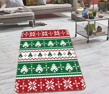 3D Tree Snowflake Pattern 55156 Christmas Non Slip Rug Mat Xmas