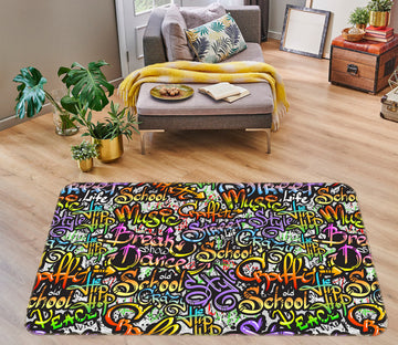 3D Color Letter Pattern 30063 Non Slip Rug Mat