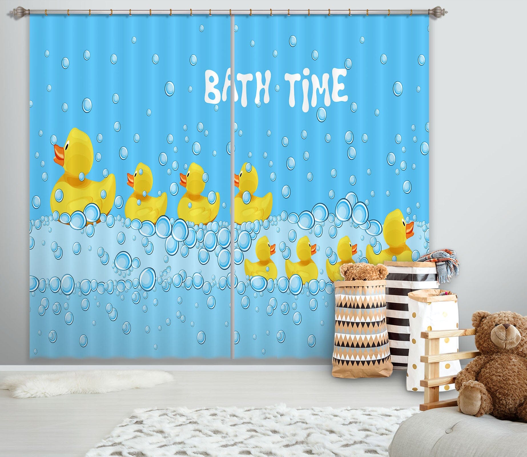 3D Little Yellow Duck 794 Curtains Drapes Wallpaper AJ Wallpaper 