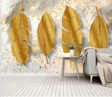 3D Golden Leaves 1923 Wall Murals Wallpaper AJ Wallpaper 2 