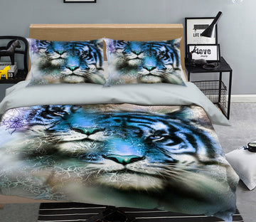 3D Blue Tiger 119 Bed Pillowcases Quilt