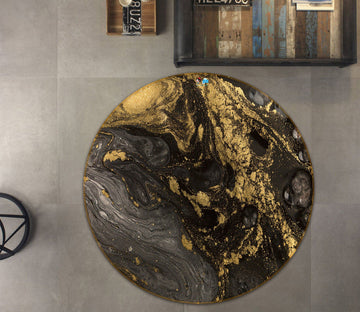 3D Black Gold Pattern 4980 Round Non Slip Rug Mat Mat AJ Creativity Home 