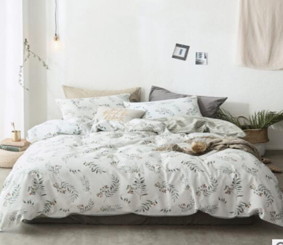 3D Gray Small Leaves 14208 Bed Pillowcases Quilt