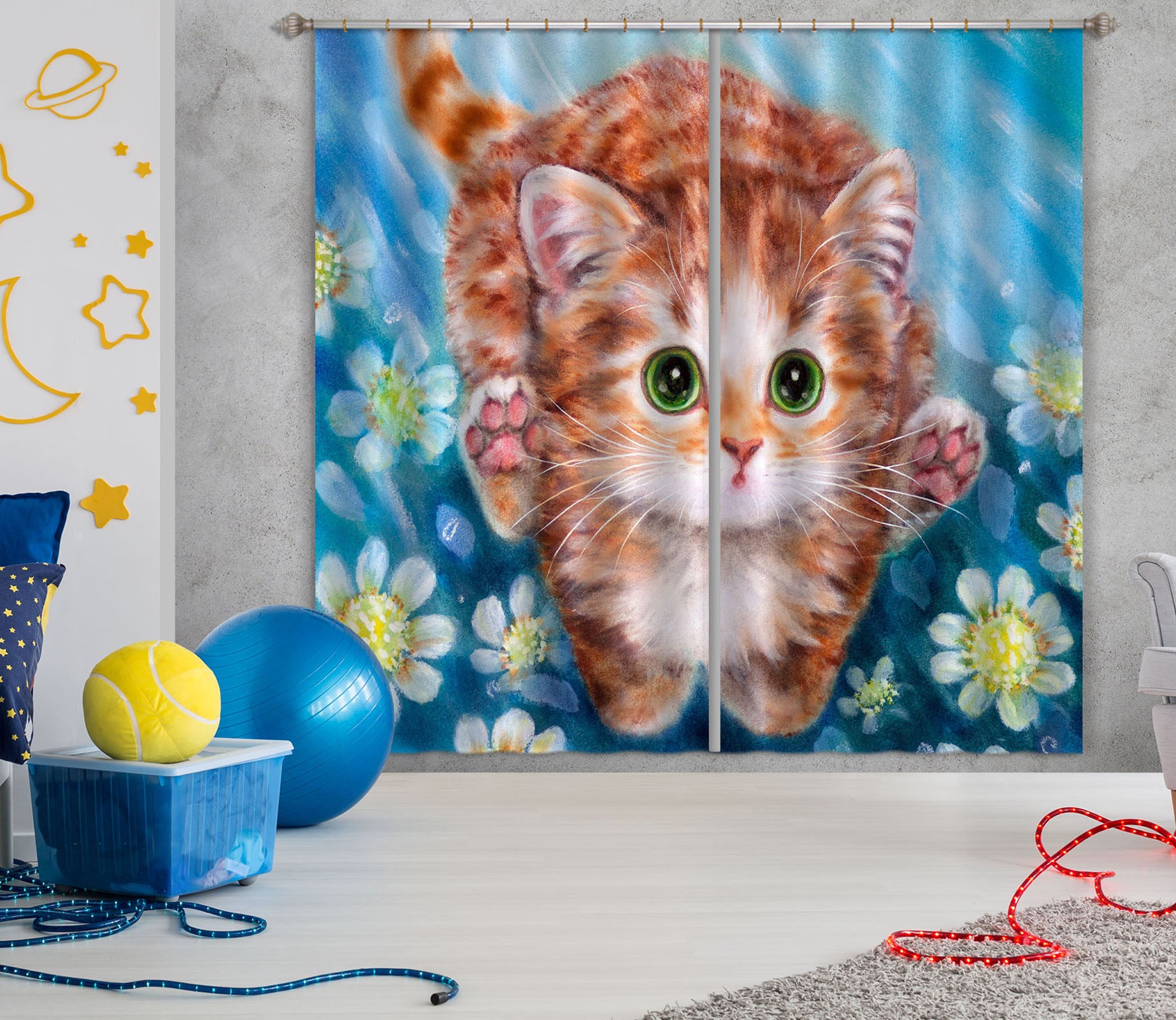 3D Cat Mouse 9014 Kayomi Harai Curtain Curtains Drapes