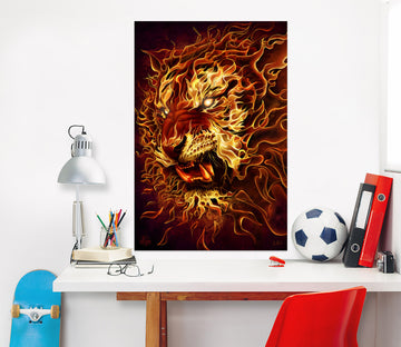 3D Flame Tiger 5134 Tom Wood Wall Sticker
