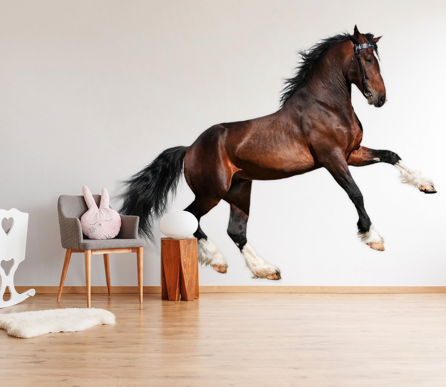 3D Dark Horse 050 Animals Wall Stickers Wallpaper AJ Wallpaper 
