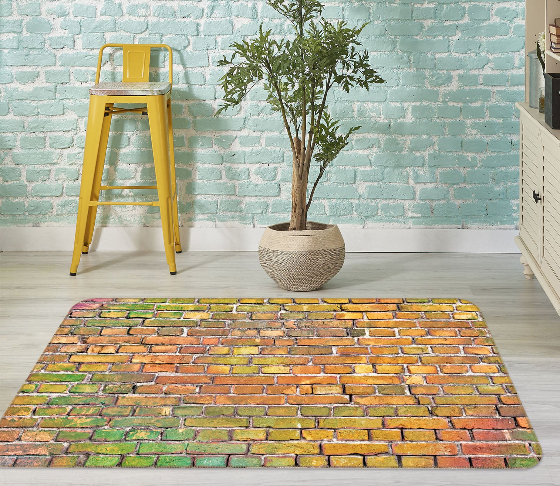 3D Brick Wall Pattern 31072 Non Slip Rug Mat