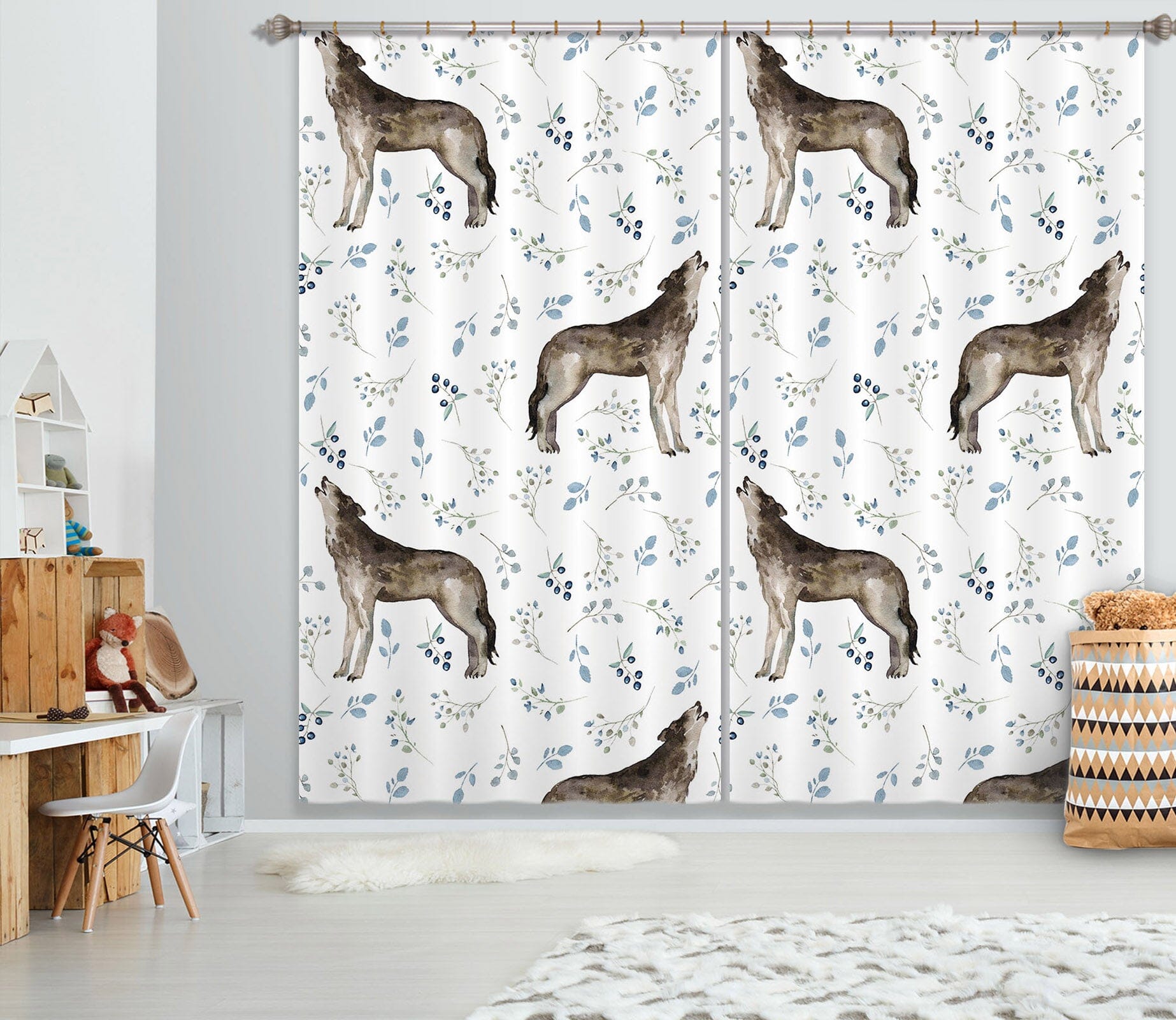 3D Wolf Roar 107 Uta Naumann Curtain Curtains Drapes Curtains AJ Creativity Home 