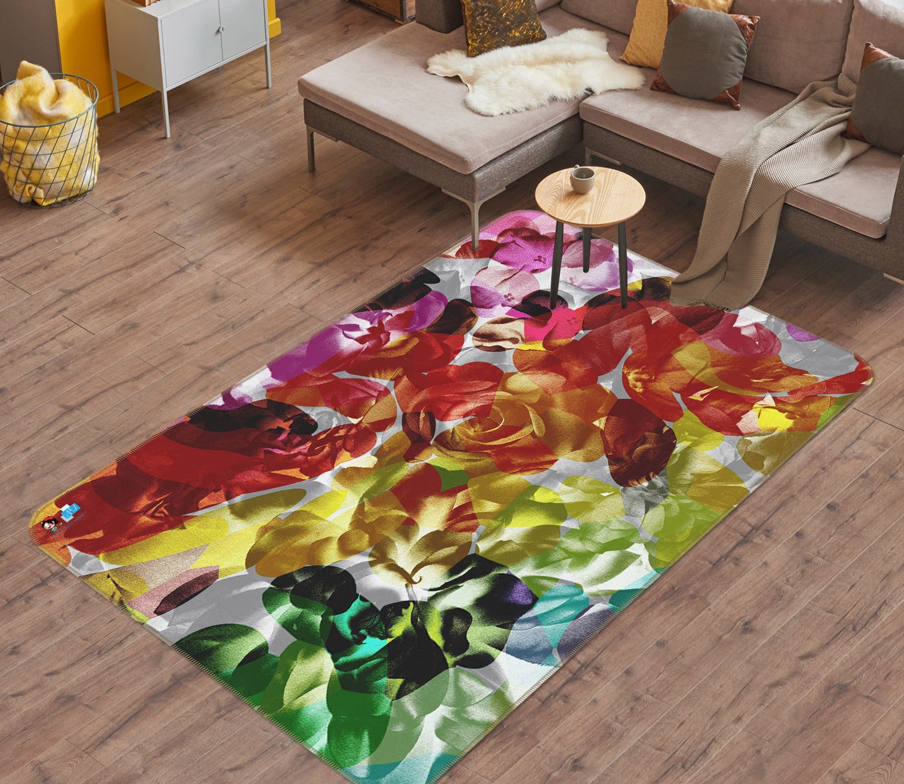 3D Colored Flowers 19150 Shandra Smith Rug Non Slip Rug Mat