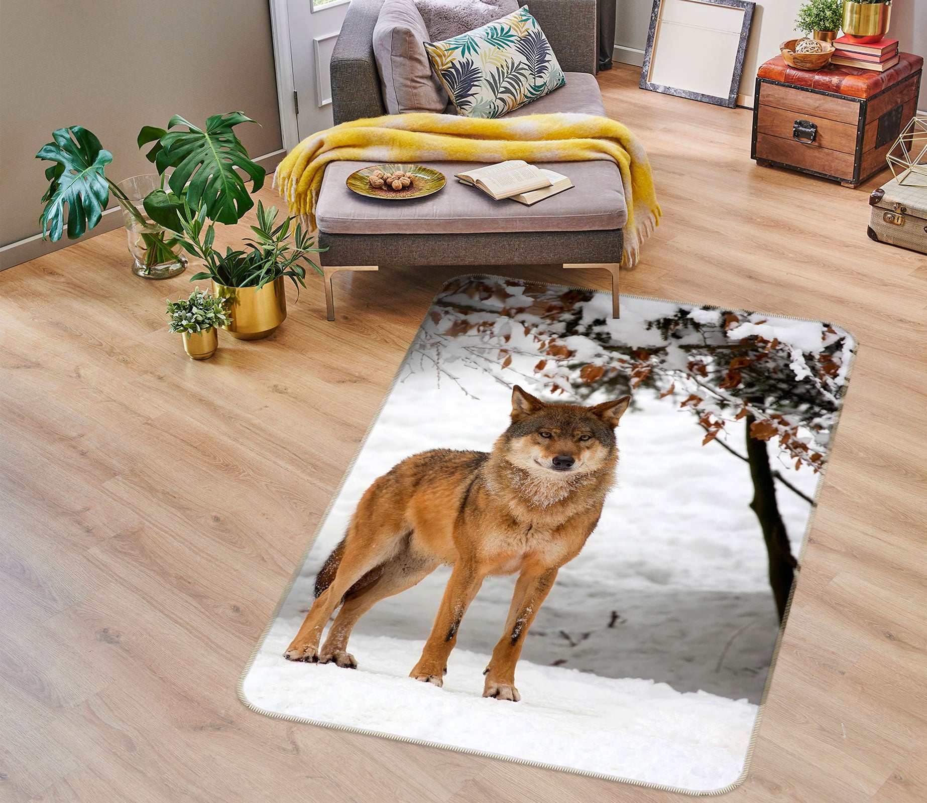 3D Snow Wolf 30105 Non Slip Rug Mat