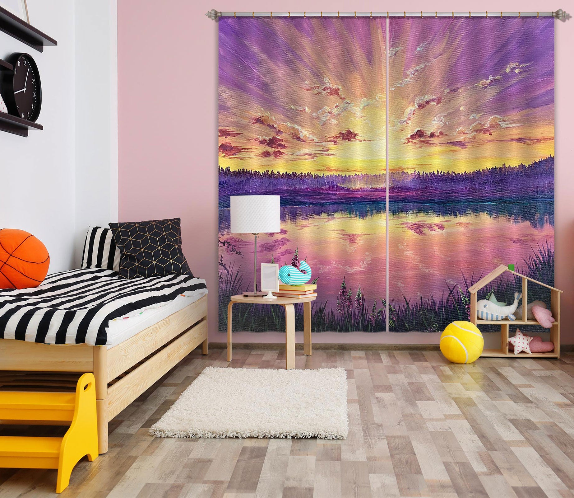 3D Sky Lake Surface 1722 Marina Zotova Curtain Curtains Drapes