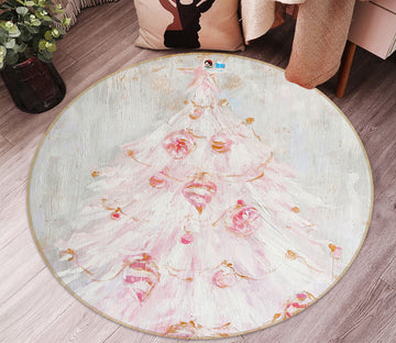 3D Pink Long Dress Flowers 1134 Debi Coules Rug Round Non Slip Rug Mat