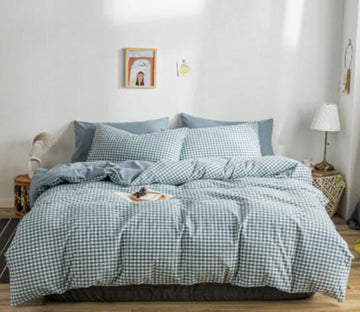 3D Light Blue Grid 15047 Bed Pillowcases Quilt