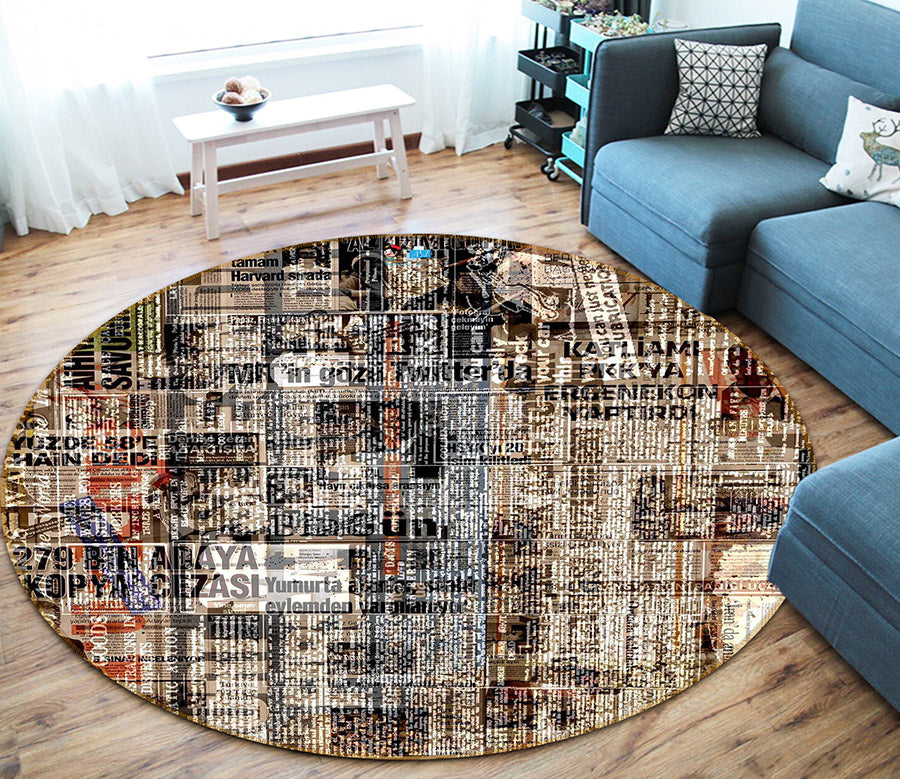 3D Grain Pattern 66198 Round Non Slip Rug Mat