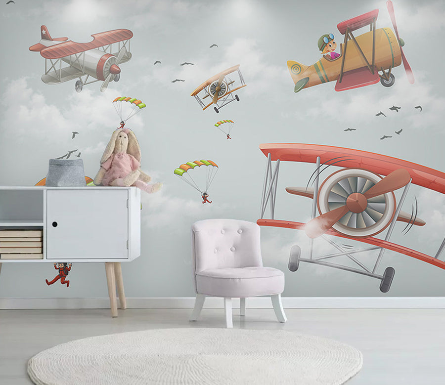 3D Cute Airplane WC075 Wall Murals