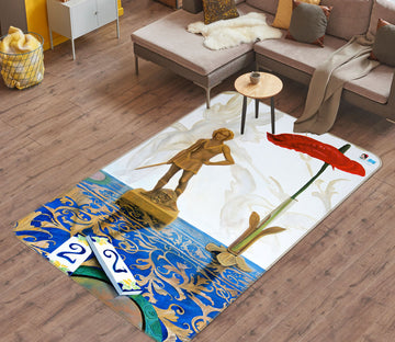 3D Portrait Statue 11157 Matthew Holden Bates Rug Non Slip Rug Mat