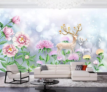 3D Fawn Flowers 2109 Wall Murals Wallpaper AJ Wallpaper 2 