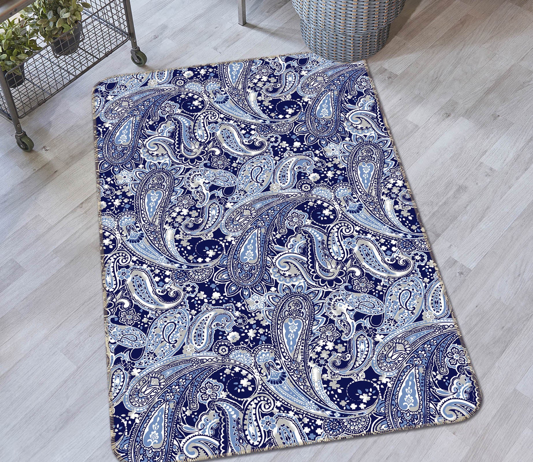 3D Dark Blue Pattern 35117 Non Slip Rug Mat