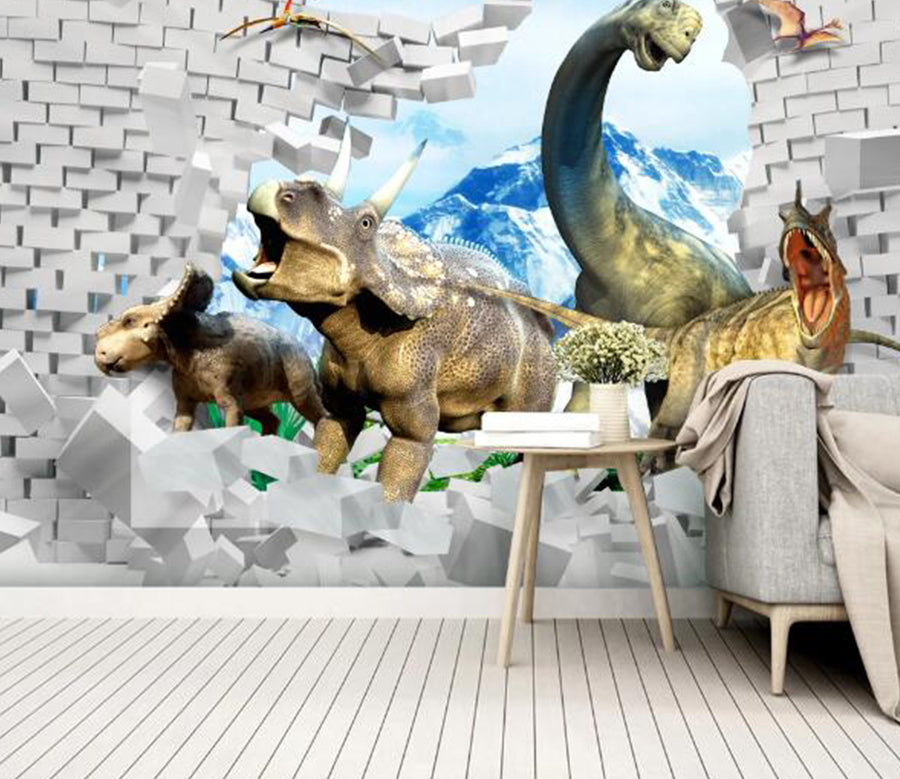 3D Dinosaur Mountain WC1470 Wall Murals