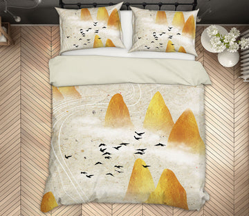 3D Golden Mountains 16044 Bed Pillowcases Quilt