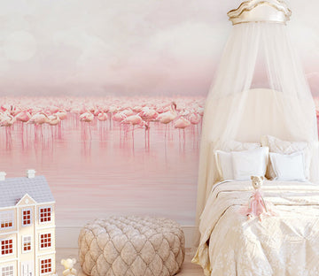 3D Flamingo Beach WG252 Wall Murals
