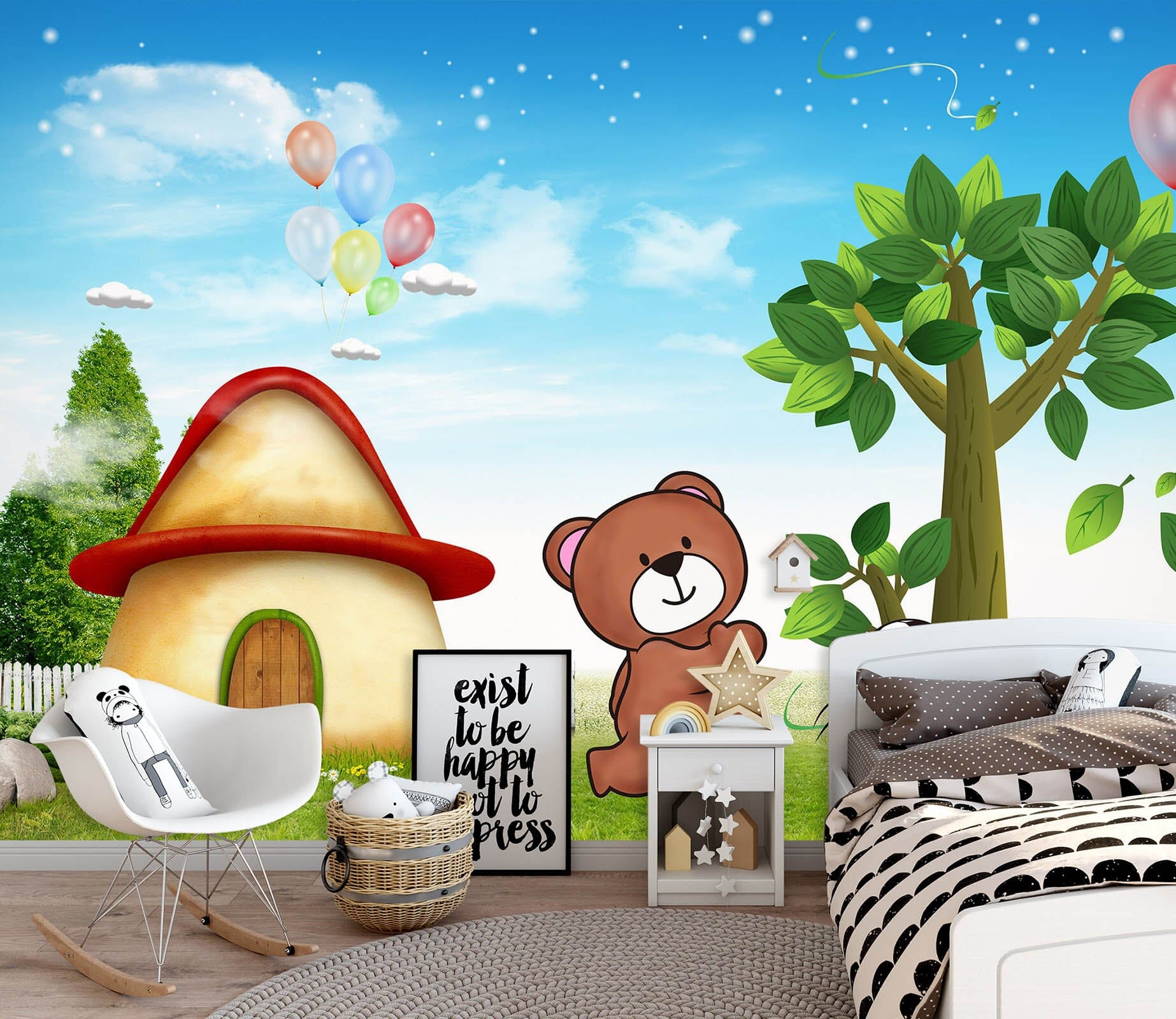 3D Mushroom Bear 014 Wall Murals Wallpaper AJ Wallpaper 2 