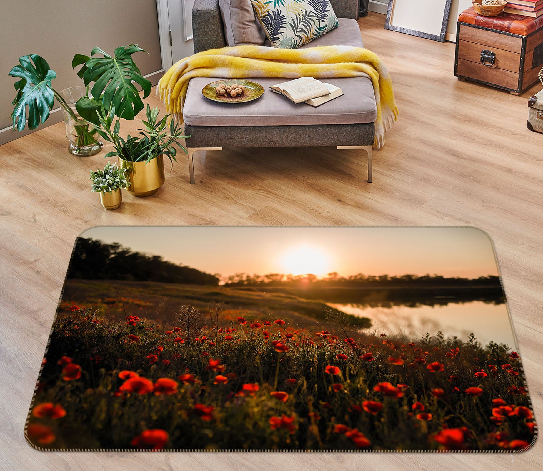 3D Flowers By The Lake 29126 Non Slip Rug Mat
