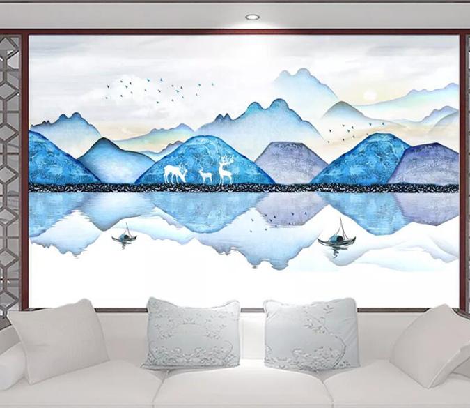 3D River Boat 049 Wall Murals Wallpaper AJ Wallpaper 2 