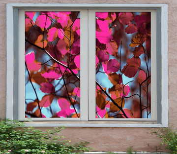 3D Pink Leaves 361 Window Film Print Sticker Cling Stained Glass UV Block