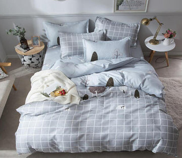 3D Light Gray Grid 2025 Bed Pillowcases Quilt