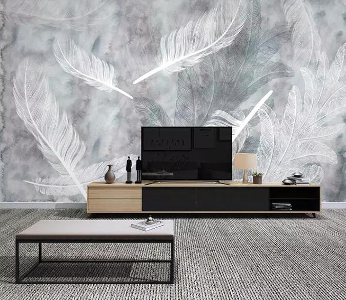 3D White Feather 424 Wall Murals Wallpaper AJ Wallpaper 2 