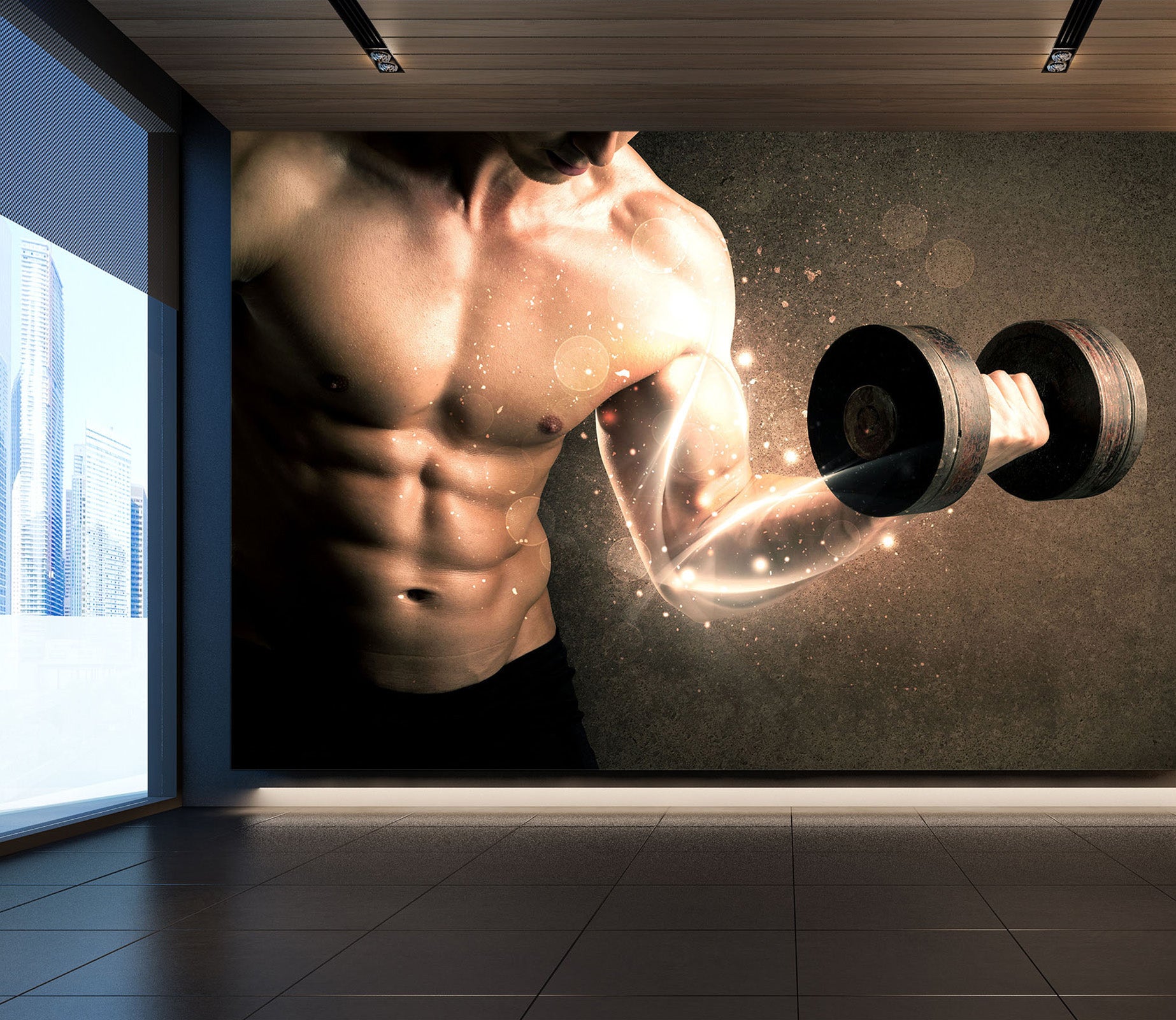 3D One-handed Dumbbell 045 Wall Murals Wallpaper AJ Wallpaper 2 