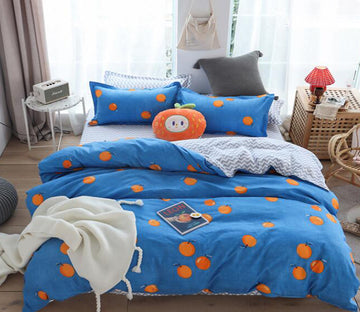 3D Blue Background Orange 12131 Bed Pillowcases Quilt