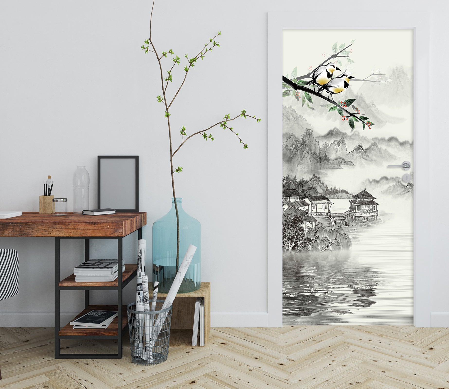 3D Ink Landscape 21188 Door Mural