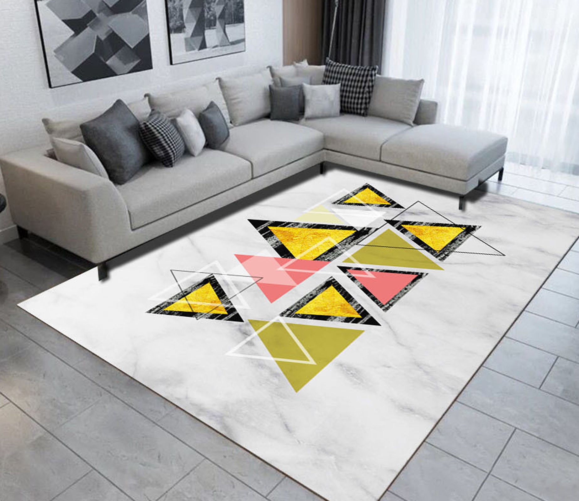 3D Colored Triangle WG498 Non Slip Rug Mat Mat AJ Creativity Home 